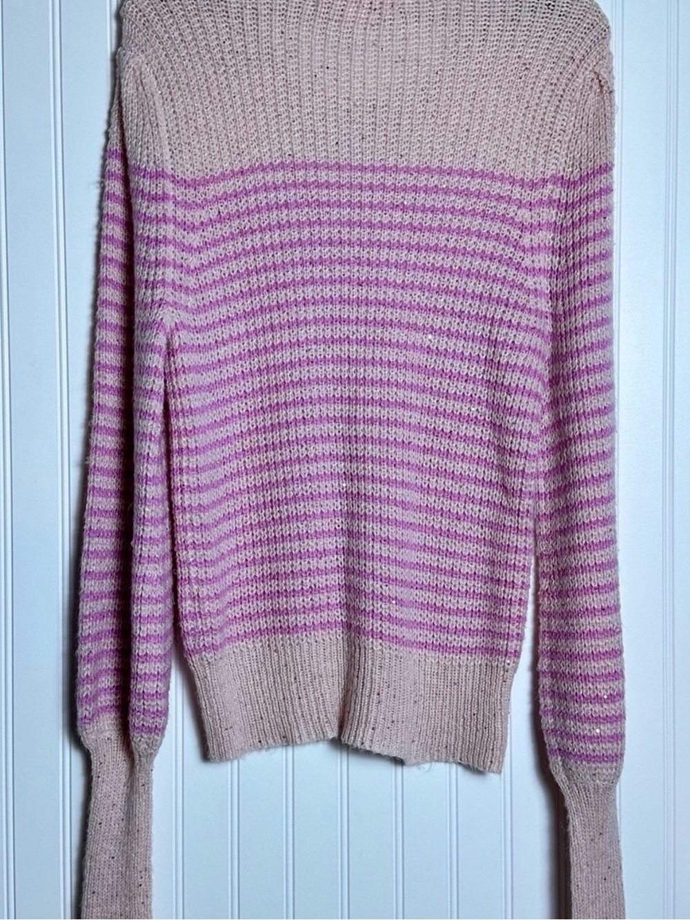Lilly Pulitzer Finney Sweater Peony Pink Sparkle Stripe Sz M crewneck - Picture 7 of 11
